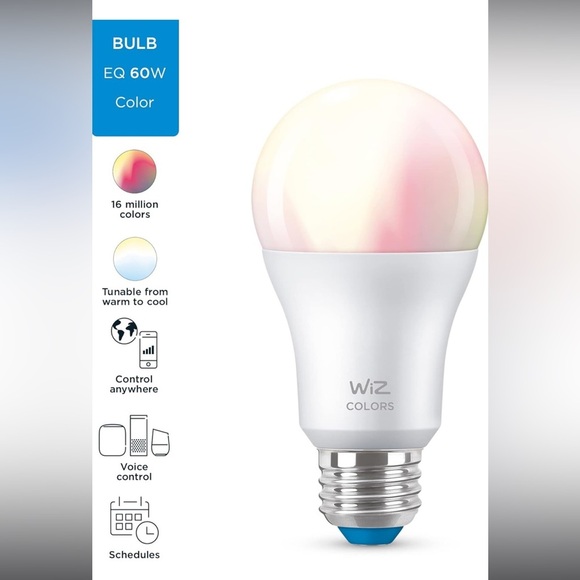 WiZ Connected 2-Pack Color 60W A19 Smart WiFi Light Bulb - Picture 2 of 9